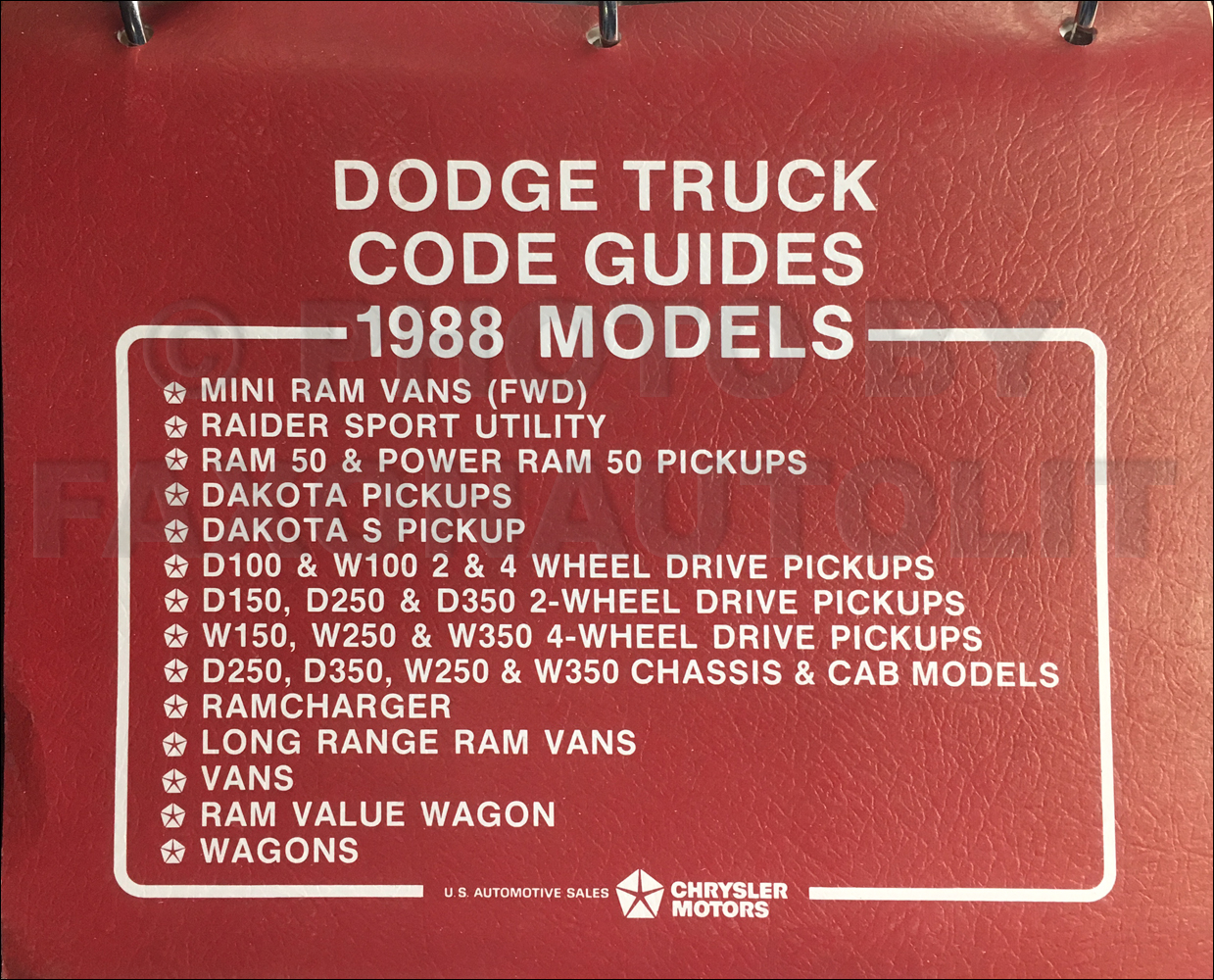 1988 Dodge Truck Ordering Guide Original