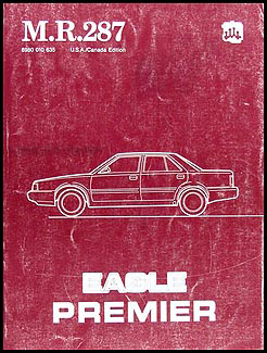 1988 Eagle Premier Shop Manual Original M.R.287