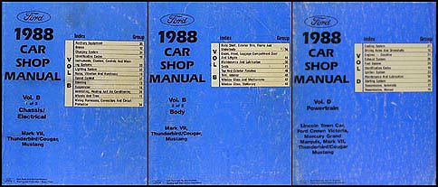 1988 FoMoCo Repair Shop Manual Original Vols B & D Mustang Thunderbird Cougar Mark VII