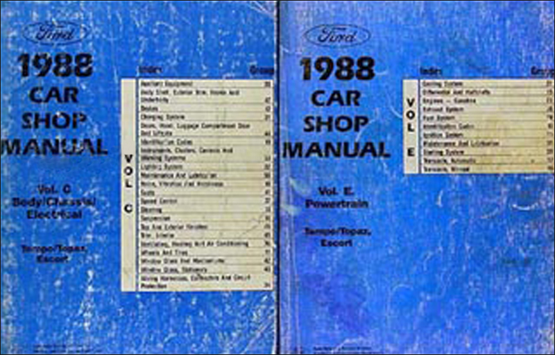 1988 Tempo, Escort & Topaz Repair Manual Original 2 Volume Set 