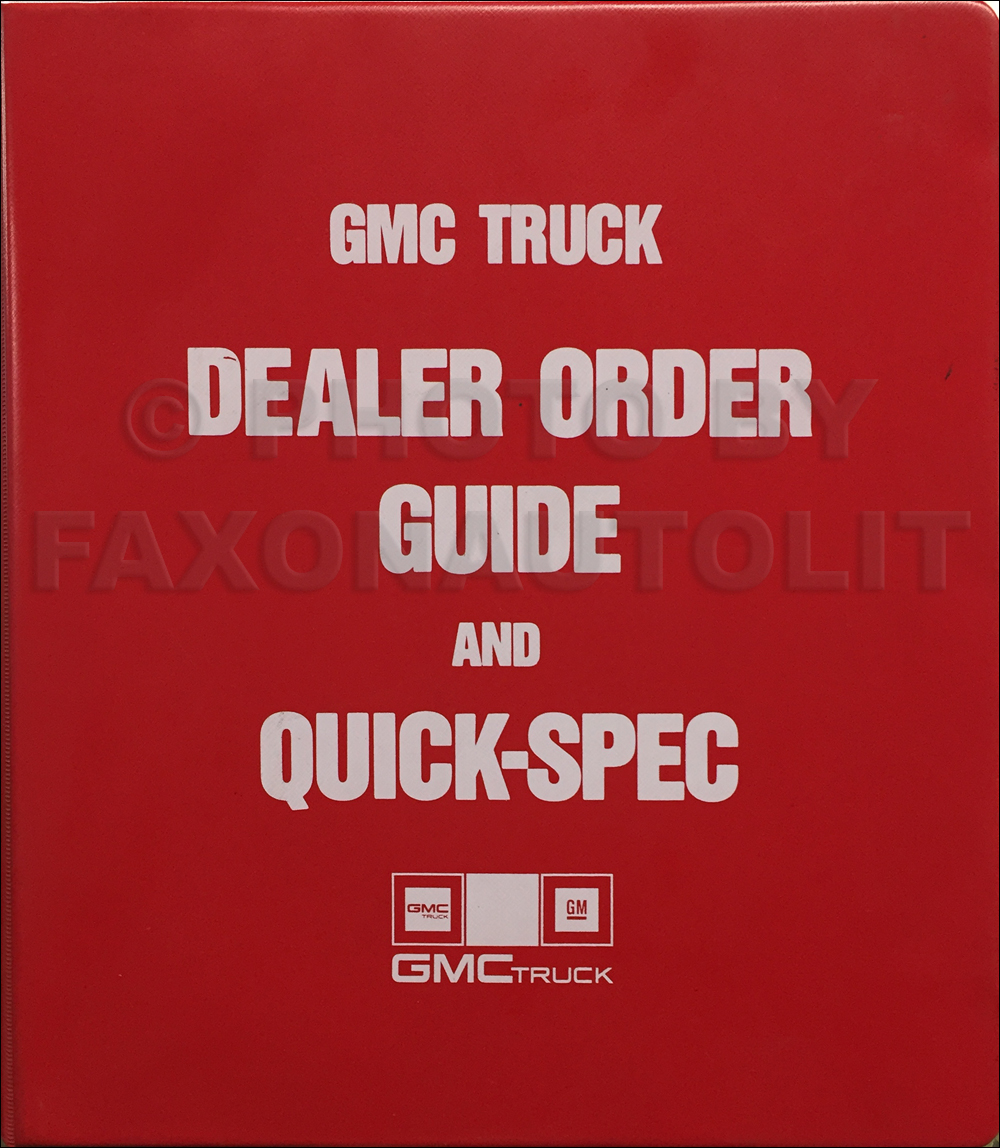 1988 GMC Order Guide Dealer Album Original for Pickup, Van, and SUV