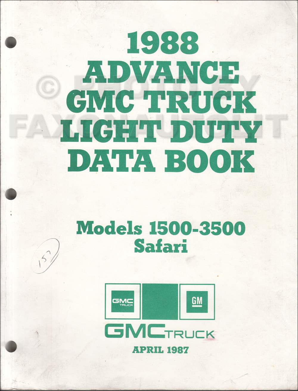 1988 GMC Advance Light Duty Data Book Original