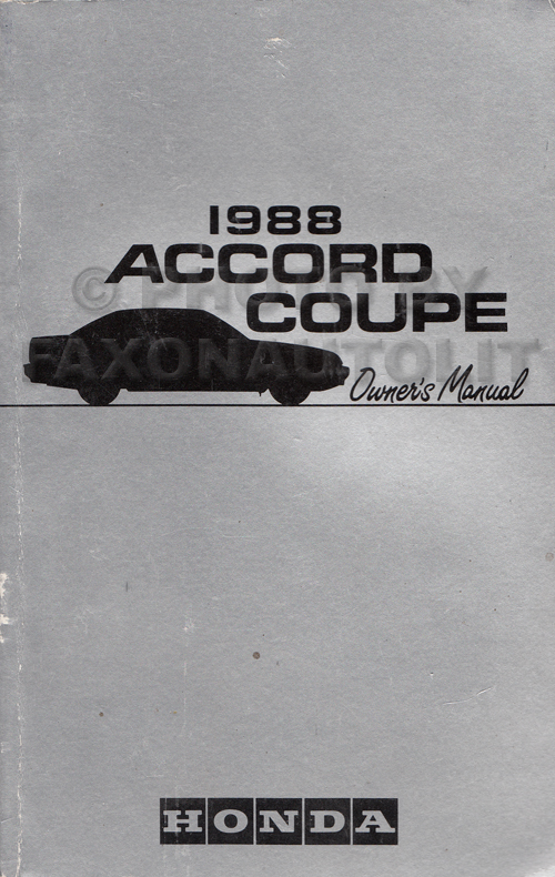 1988 Honda Accord Coupe Owner's Manual Original 2 Door