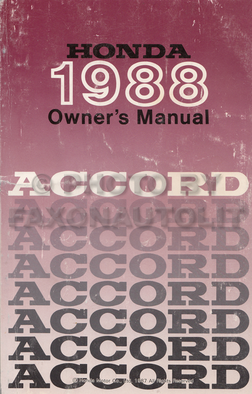 1988 Honda Accord Hatchback Owner's Manual Original