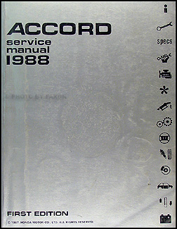 1988 Honda Accord Repair Manual Original 