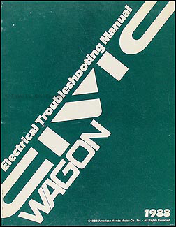 1988 Honda Civic Wagon Electrical Troubleshooting Manual Original 