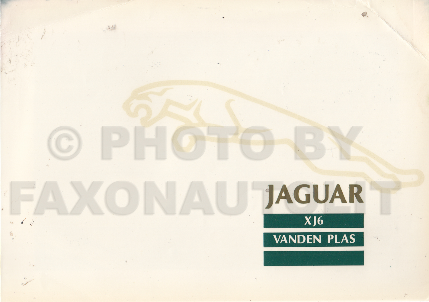 1988 Jaguar Vanden Plas Owner's Manual Supplement Original