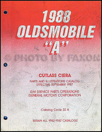 1988 Oldsmobile Cutlass Ciera Parts Book Original