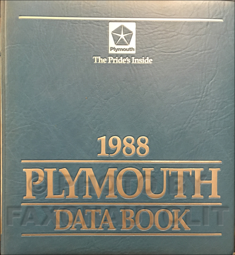 1988 Plymouth Data Book Original