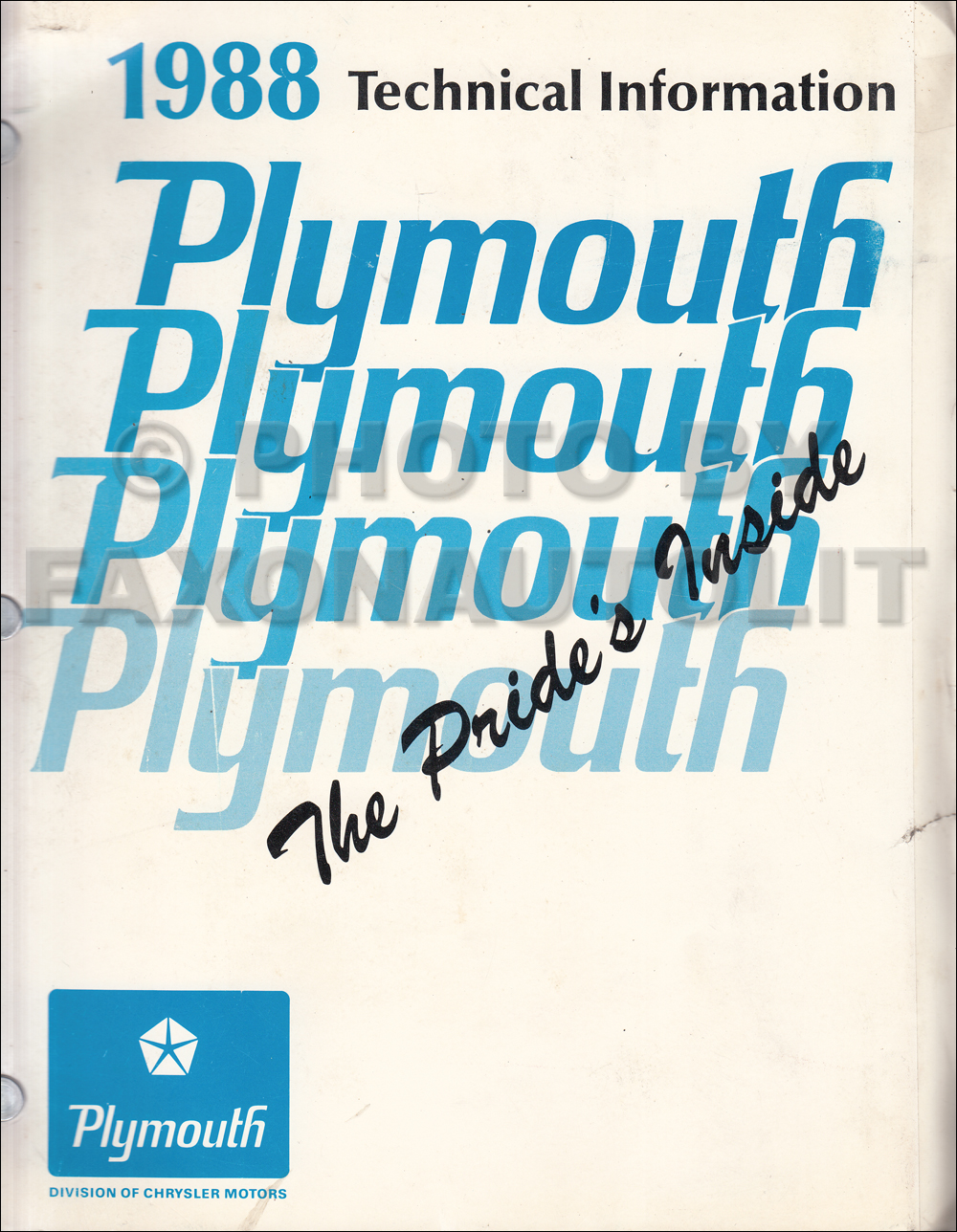 1988 Plymouth Technical Press Kit Original