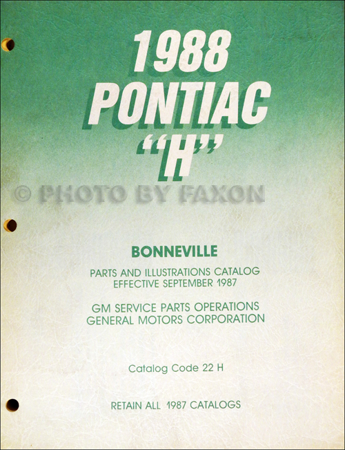 1988 Pontiac Bonneville Parts Book Original