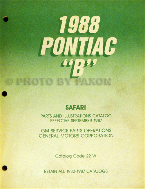1988 Pontiac Safari Station Wagon Parts Book Original