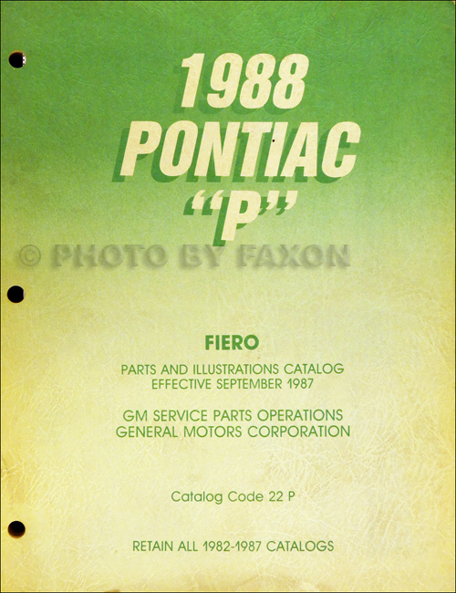 1988 only Pontiac Fiero Parts Book Original