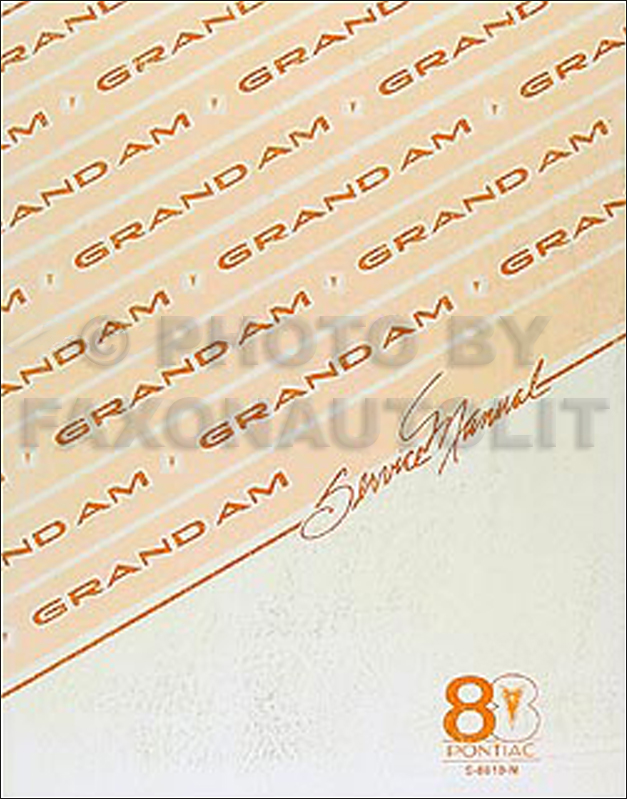 1988 Pontiac Grand Am Repair Manual Original 
