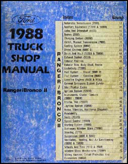1988 Ford Ranger & Bronco II Repair Manual Original