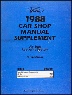 1988 Tempo/Topaz Airbag Shop Manual Original Supplement