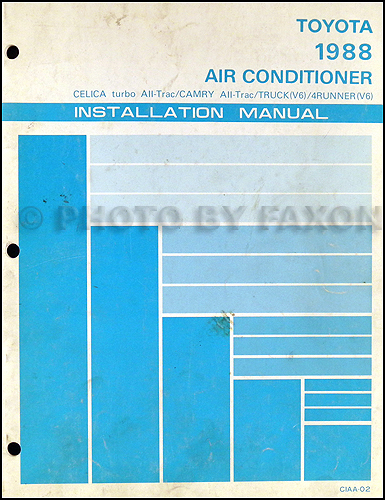 1988 Toyota Air Conditioner Installation Manual Original for All-Trac Car or V6 Truck