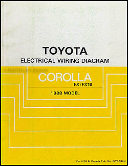 1988 Toyota Corolla FX and FX16 Wiring Diagram Manual Original