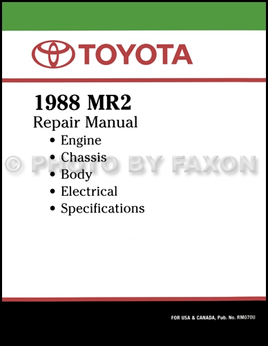 1988 Toyota MR2 Repair Manual Original 