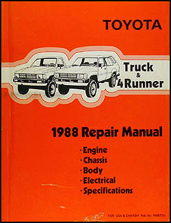 1988 Toyota Pickup Truck/4Runner Repair Manual Original