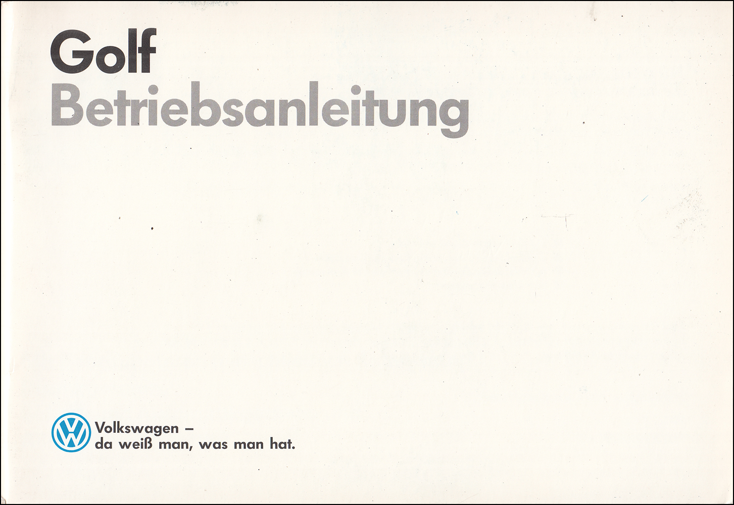 1988 Volkswagen Golf Owner's Manual GERMAN Original