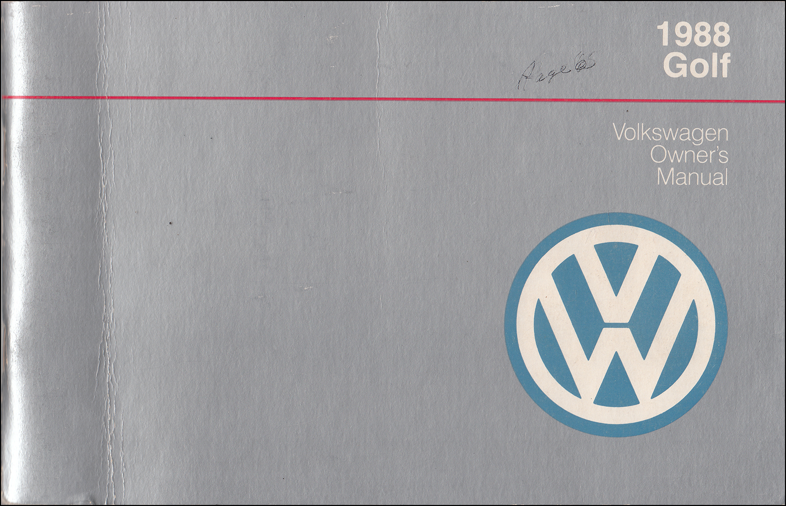 1988 Volkswagen Golf Owner's Manual Original