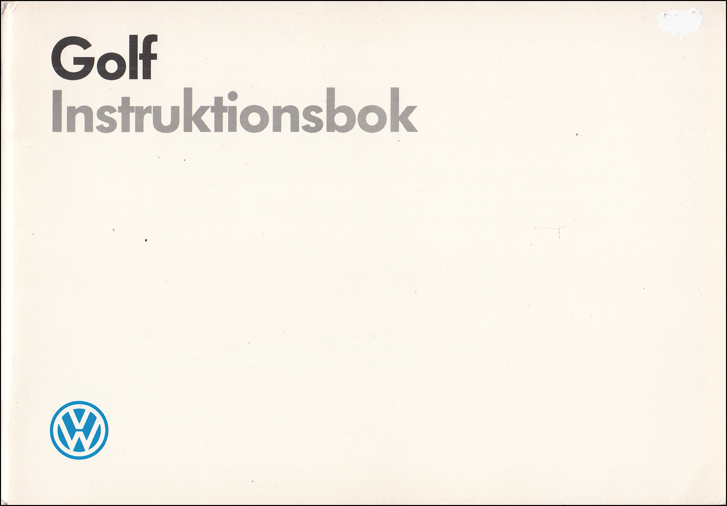 1988 Volkswagen Golf Owner's Manual SWEDISH Original