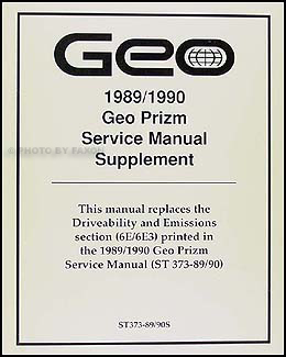 1989-1990 Geo Prizm Driveability/Emission Supplement Original 
