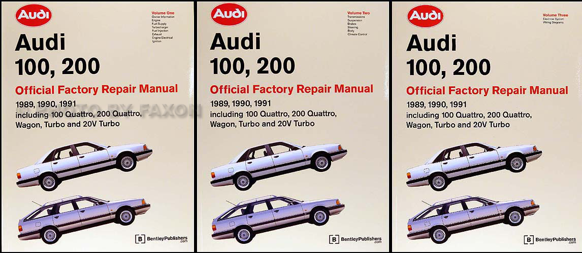1989-1991 Audi 100/200 Repair Manual 3 Volume Set Original 