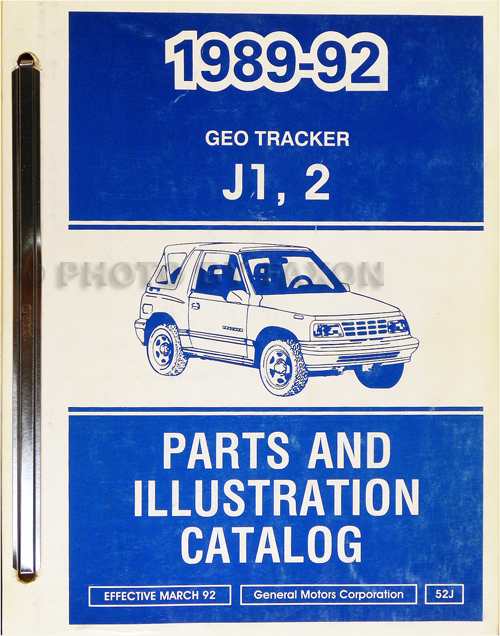 1989-1992 Chevrolet Geo Tracker Illustrated Parts Book Original