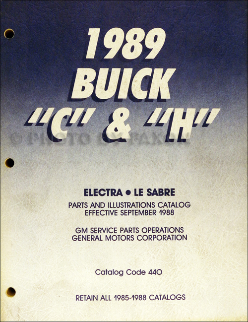 1989 Buick Electra, Park Avenue, and LeSabre Parts Book Original