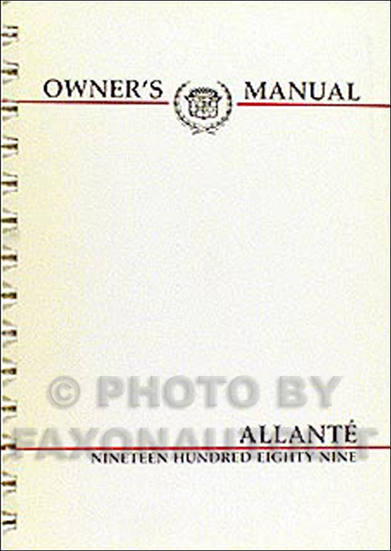 1989 Cadillac Allante Owner's Manual Original