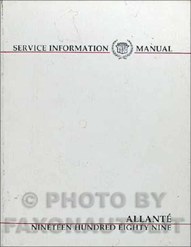 1989 Cadillac Allante Shop Manual Original