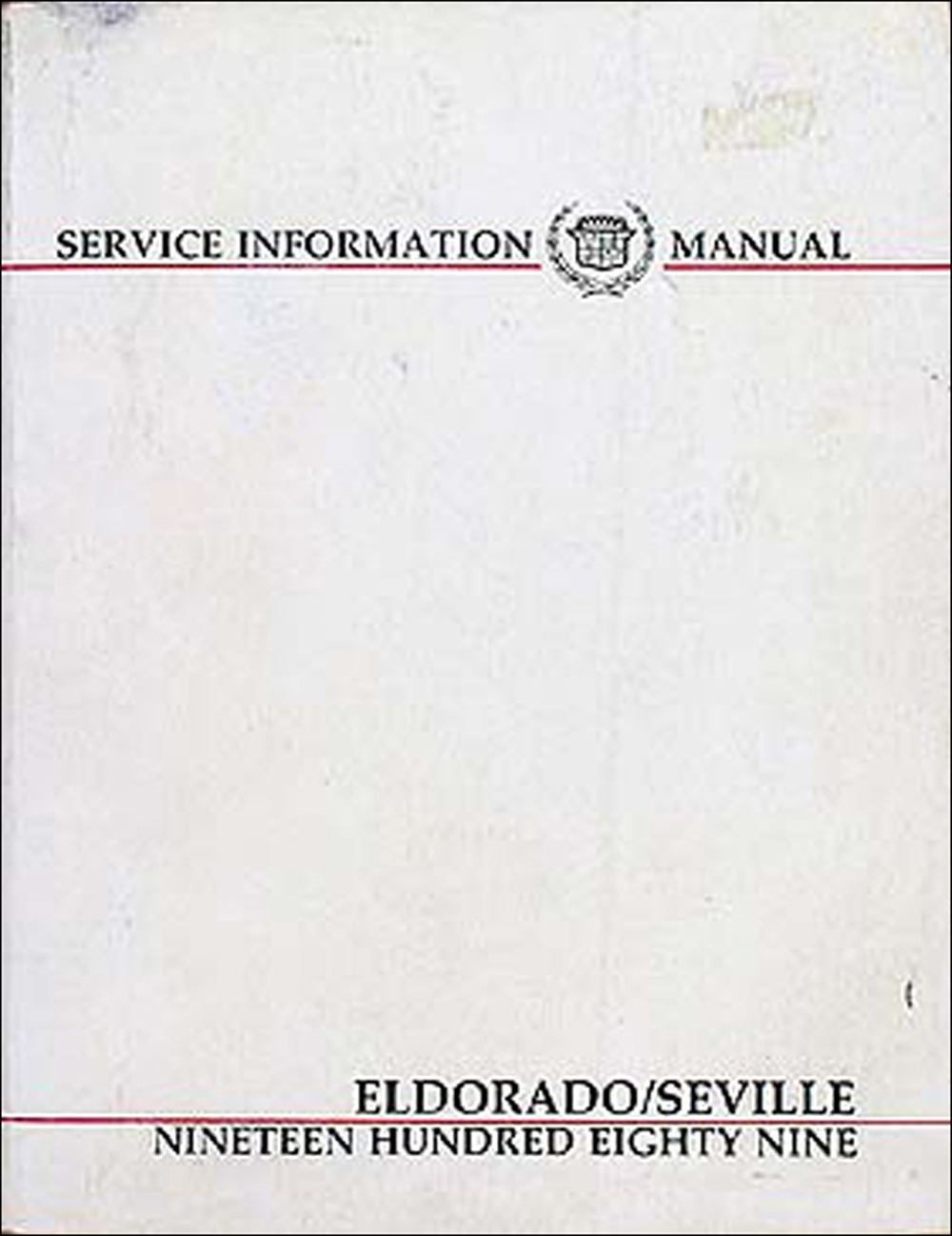 1989 Cadillac Eldorado and Seville Shop Manual Original