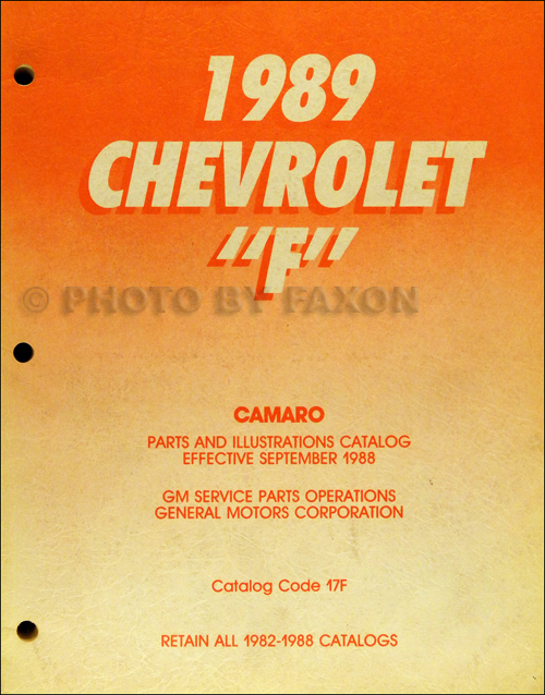 1989 Chevrolet Camaro Parts Book Original