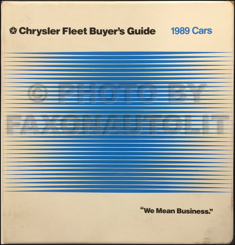1989 Chrysler Plymouth Dodge Eagle Fleet Buyer's Guide Original