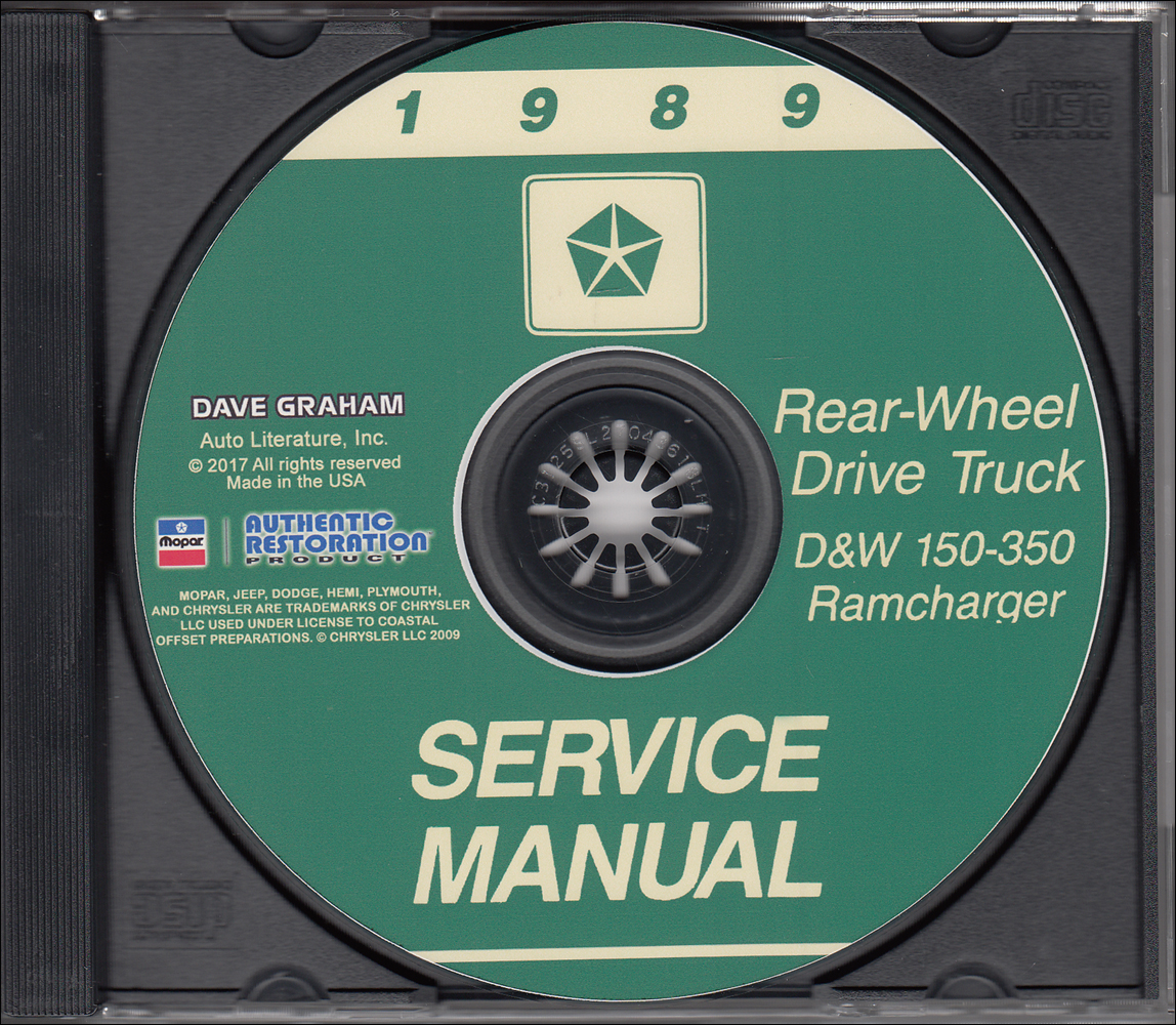 1989 Dodge Ramcharger and Pickup D&W 150-350 Repair Shop Manual CD