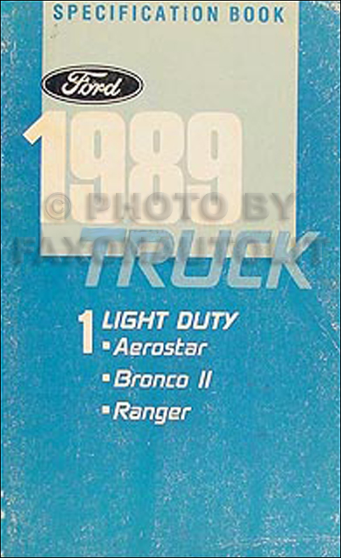 1989 Ford Service Specs Book Ranger Bronco II Aerostar