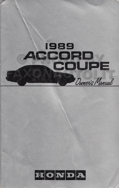 1989 Honda Accord Coupe Owner's Manual Original 2 Door DX and LXi