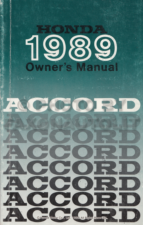 1989 Honda Accord 4 Door Sedan Owner's Manual Original