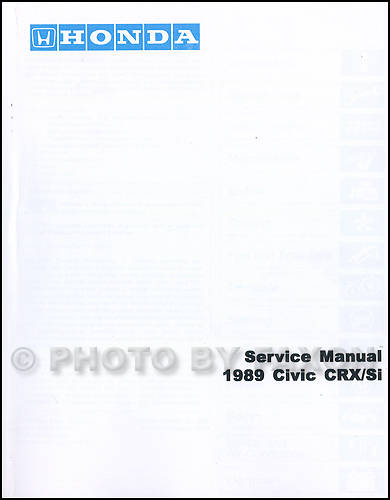 1989 Honda Civic CRX Repair Shop Manual Factory Reprint