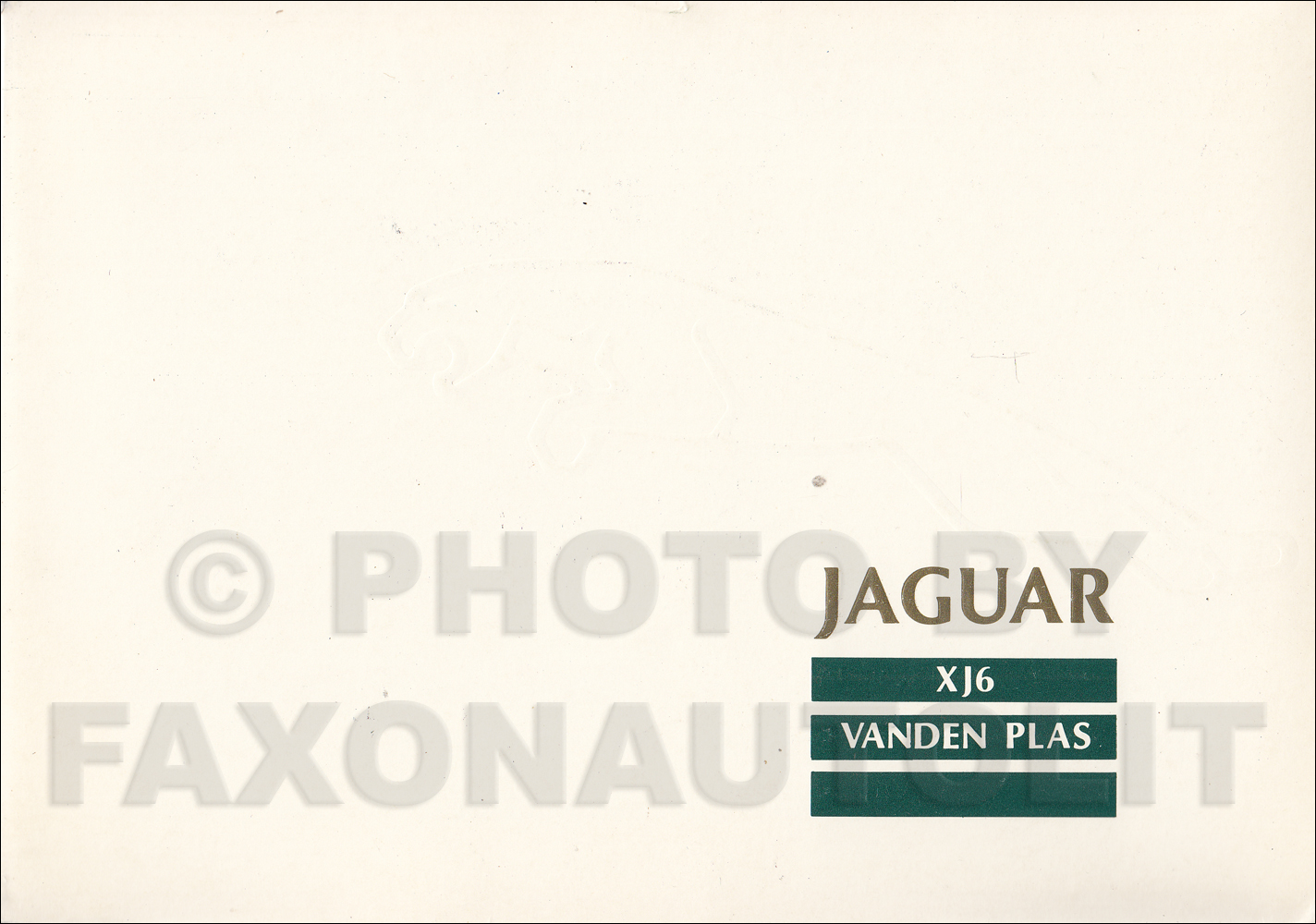 1989 Jaguar Vanden Plas Owner's Manual Supplement Original