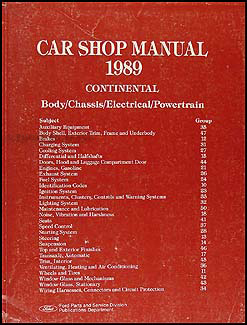 1989 Lincoln Continental Shop Manual Original
