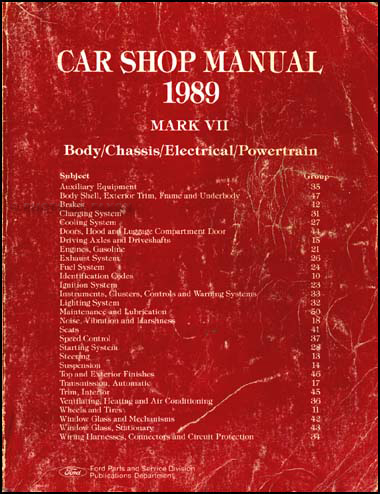 1989 Lincoln Mark VII Shop Manual Original 