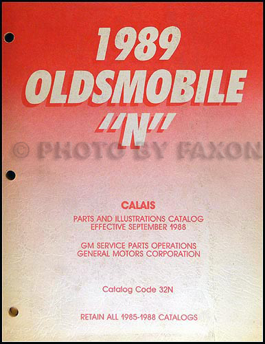 1989 Oldsmobile Cutlass Calais Parts Book Original