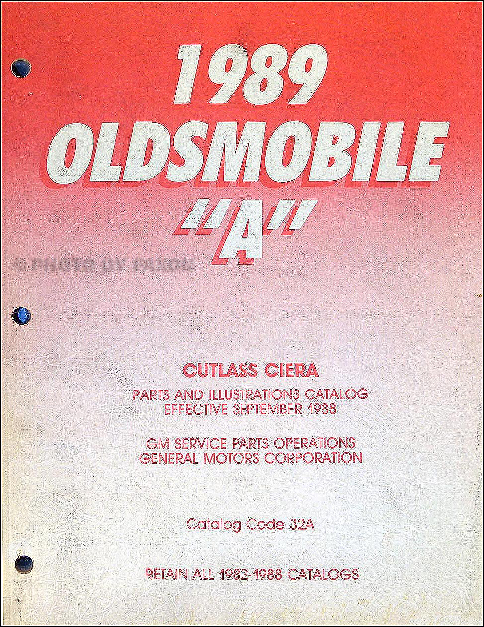 1989 Oldsmobile Cutlass Ciera Parts Book Original