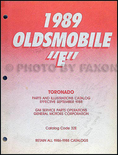 1989 Oldsmobile Toronado and Trofeo Parts Book Original