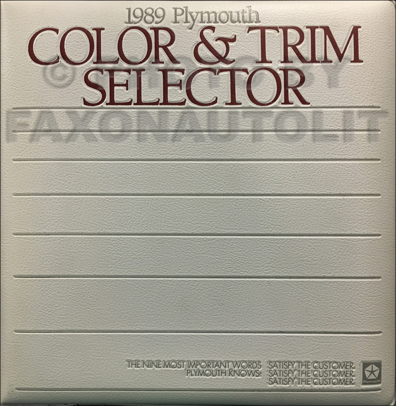 1989 Plymouth Color & Upholstery Album Original