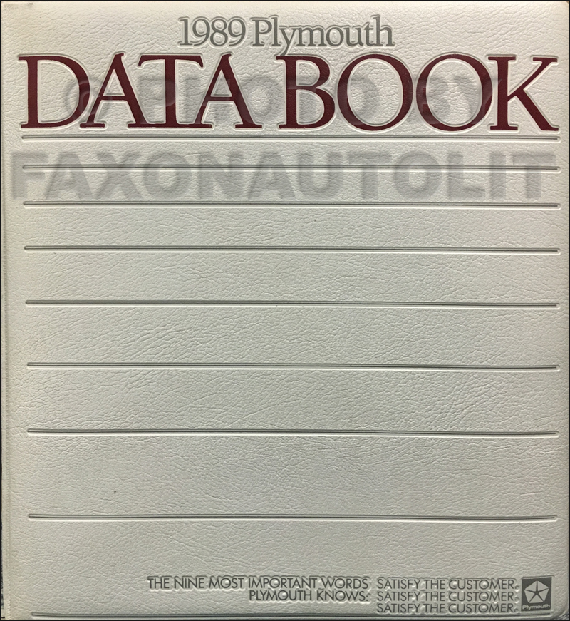 1989 Plymouth Data Book Original