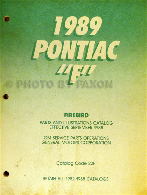 1989 Pontiac Firebird Parts Book Original